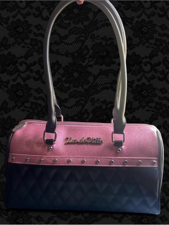 Lux de Ville Handbags - Lux de Ville Pink and Black glitter shoulder bag!!